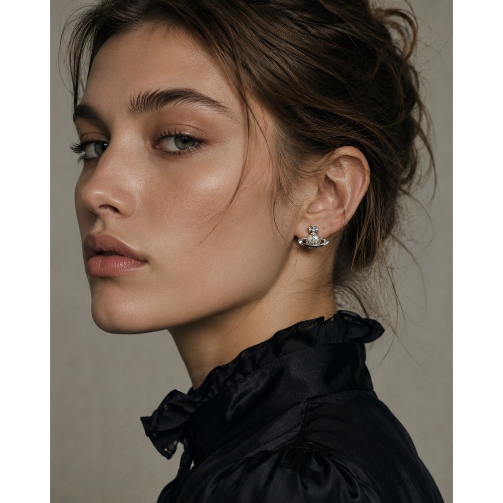 Vivienne Westwood Nano Solitaire Orb Earrings Silver Faux Opal Studs